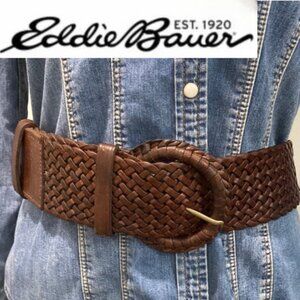 Eddie Bauer braided leather belt with a covered leather buckle Size Medium